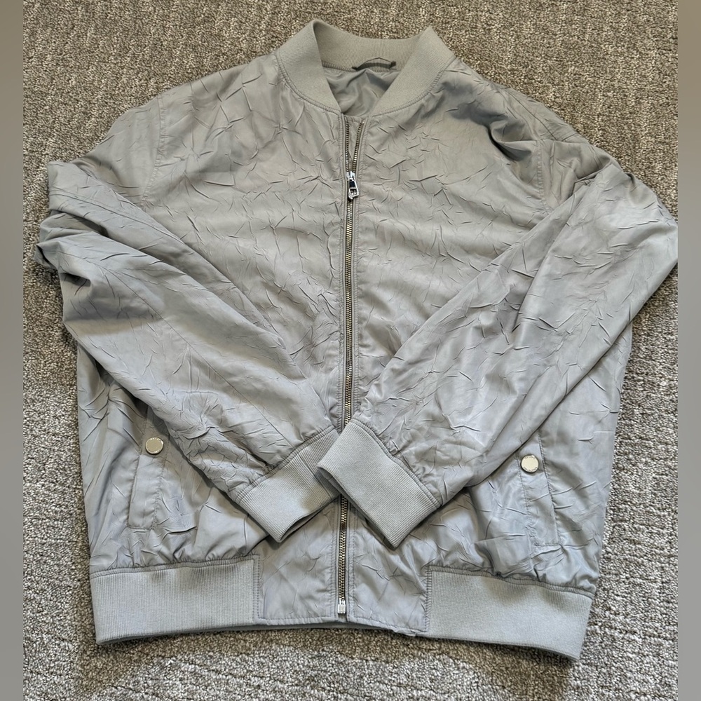 Versace Grey Zip Up Lightweight WindbreakerJacket 54 Polyester Bomber Logo Coat